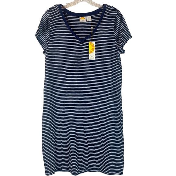 C&C California Dresses & Skirts - C&C California Womens Striped Shirt Dress Size M Blue Nautical Summer Travel New